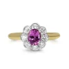 18ct Yellow and White Gold Pink Sapphire and Diamond Daisy Ring