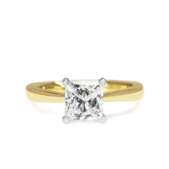 18ct Yellow and White Gold 1.52ct Princess Cut Diamond Solitaire Ring