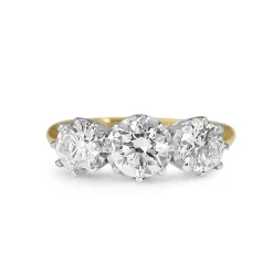 18ct Yellow and White Gold Victorian Style 3 Stone Diamond Ring