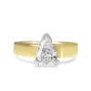 18ct Yellow and White Gold Pear Shaped Diamond Solitaire Ring