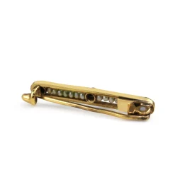 18ct Yellow and White Gold Antique Seed Pearl and Rose Cut Diamond Brooch