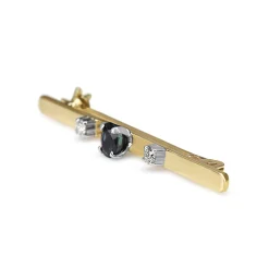 18ct Yellow and White Gold Sapphire and Diamond Bar Brooch