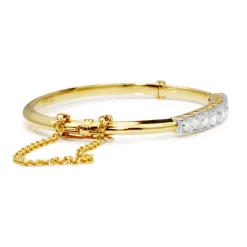 18ct Yellow and White Gold Antique Old Cut Diamond Bangle