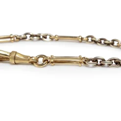 9ct Yellow and White Gold Fob Style Bracelet