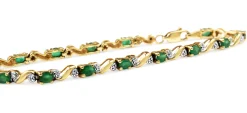 10ct Yellow and White Gold Emerald and Diamond Bracelet