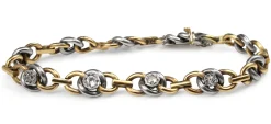 18ct Yellow and White Gold Antique French Bracelet with Old Cut Diamonds