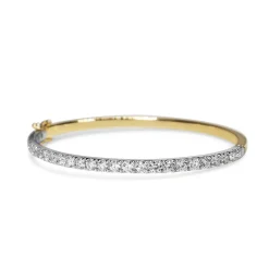 9ct Yellow and White Gold 3.05ct Hinged Diamond Bangle