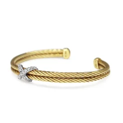 18ct Yellow and White Gold Diamond Bangle