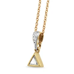 10ct Yellow and White Gold Trillion Diamond Solitaire Pendant