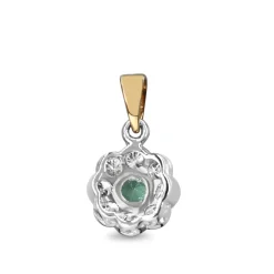 9ct Yellow and White Gold Emerald and Diamond Daisy Pendant