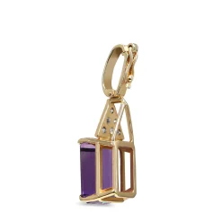 14ct Yellow and White Gold Emerald Cut Amethyst and Diamond Enhancer Pendant