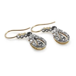 18ct Yellow and White Gold Antique Old Cut Diamond Earrings