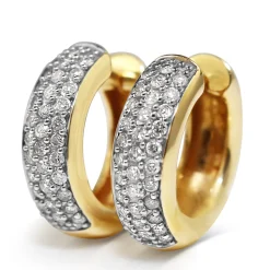 14ct Yellow and White Gold Diamond Hoop Earrings