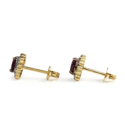 9ct Yellow and White Gold Ruby and Diamond Halo Earrings