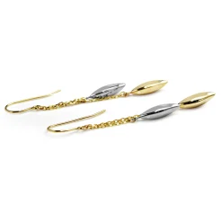 9ct Yellow and White Gold 2 Tone Drop Earrings