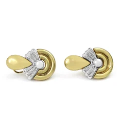 18ct Yellow and White Gold Retro Diamond Earrings