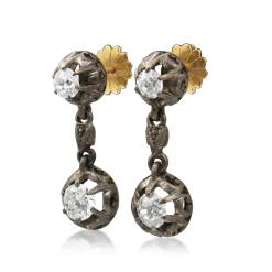 18ct Yellow and White Gold Antique Old Cut Diamond Earrings