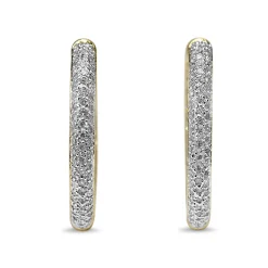 14ct Yellow and White Gold Diamond Pavè Hoop Earrings