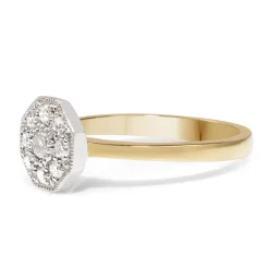 9ct Yellow and White Gold Hexagon Cluster Ring