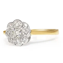 9ct Yellow and White Gold Diamond Daisy Ring