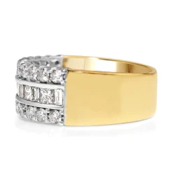 18ct Yellow and White Gold Wide Diamond Ring