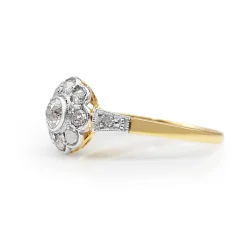 18ct Yellow and White Gold Antique Diamond Daisy Ring