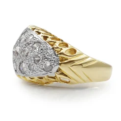 18ct Yellow and White Gold Vintage Ring with Old Cut Diamonds