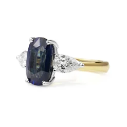 18ct Yellow and White Gold Sapphire and Diamond Ring