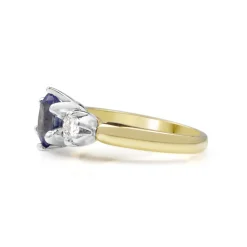 18ct Yellow and White Gold 3 Stone Sapphire and Diamond Ring