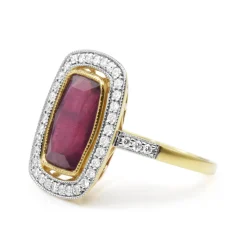 18ct Yellow and White Gold Treated Ruby and Diamond Ring