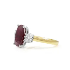 18ct Yellow and White Gold Natural Ruby and Diamond Ring