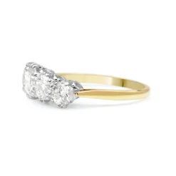 18ct Yellow and White Gold Victorian Style 5 Stone Diamond Ring