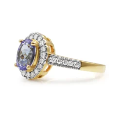 10ct Yellow and White Gold Tanzanite and Diamond Ring
