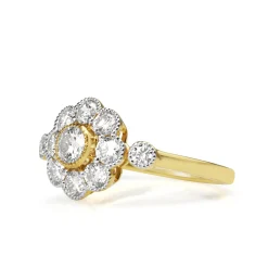 18ct Yellow and White Gold Diamond Daisy Ring