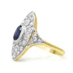 18ct Yellow and White Gold Antique Sapphire and Diamond Ring