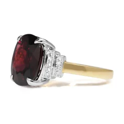 18ct Yellow and White Gold Garnet and Diamond Ring