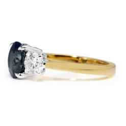18ct Yellow and White Gold Sapphire and Diamond 3 Stone Ring
