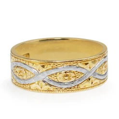 18ct Yellow and White Gold Vintage Band