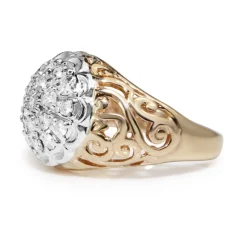 14ct Yellow and White Gold Vintage Diamond Cluster Ring