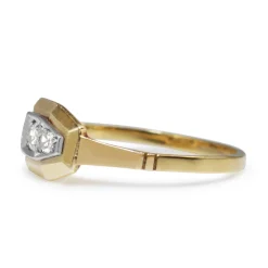 18ct Yellow and White Gold Art Deco Diamond Ring