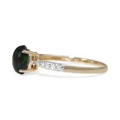 9ct Yellow and White Gold Black Opal and Diamond Ring
