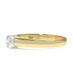 14ct Yellow and White Gold Diamond Bezel Solitaire Ring