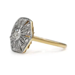 18ct Yellow and White Gold Art Deco Old and Rose Cut Diamond Ring