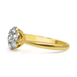 18ct Yellow and White Gold Antique Old Cut Diamond Daisy Ring