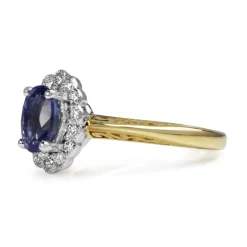 9ct Yellow and White Gold Sapphire and Diamond Daisy Ring