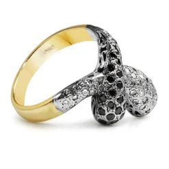 18ct Yellow and White Gold Diamond Snake Ring