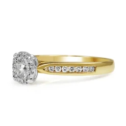 9ct Yellow and White Gold Diamond Halo Ring