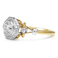 18ct Yellow and White Gold Vintage Style Diamond Ring