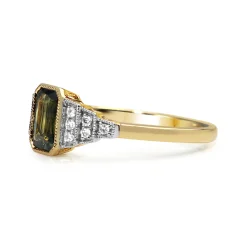 18ct Yellow and White Gold Green Sapphire and Diamond Ring