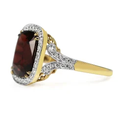 18ct Yellow and White Gold Antique Style Garnet and Diamond Ring